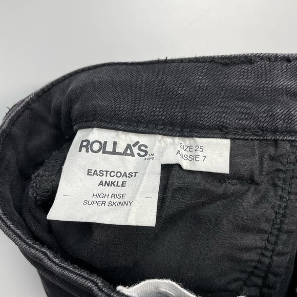 ROLLA'S Eastcoast Ankle High Rise Super Skinny Jean Sz 25 Washed Black - Picture 6 of 9